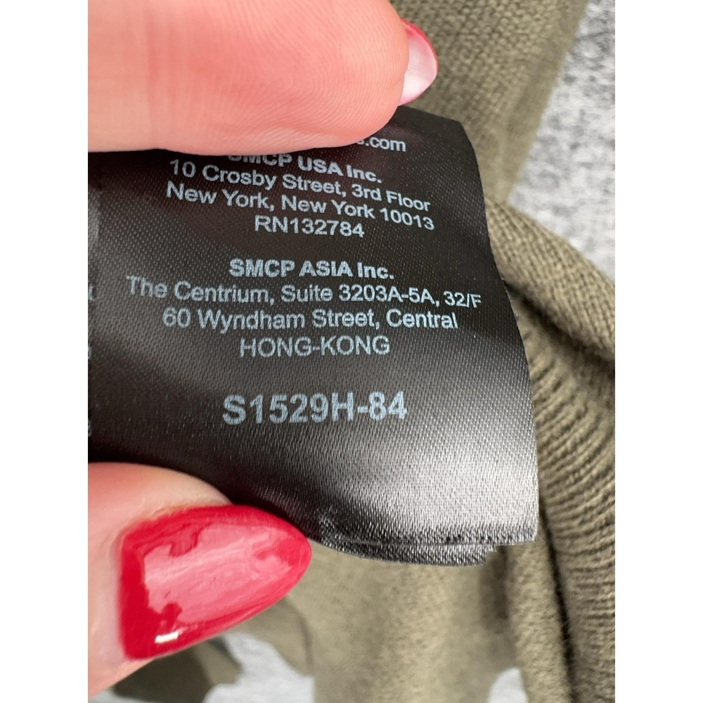 Sandro Sweater Womens Medium Green Belted Wool Cashmere Crewneck Knit Pullover - Picture 9 of 10